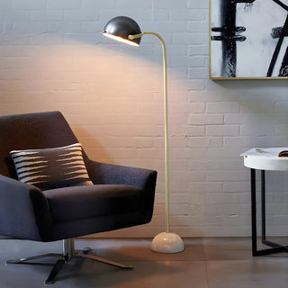 Modern Marble Base Black Dome Metal Floor Lamp Zawala Image - 1