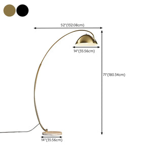 Modern Marble Base and Dome Gold Arched Floor Lamp Zawala #size