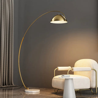 Modern Marble Base and Dome Gold Arched Floor Lamp Zawala Image - 3