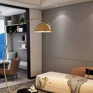 Modern Marble Base and Dome Gold Arched Floor Lamp Zawala Image - 9