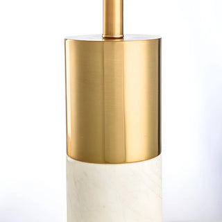 Modern White Cylinder Fabric Shade Stone Table Lamp Zawala Image - 10