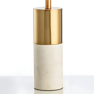 Modern White Cylinder Fabric Shade Stone Table Lamp Zawala Image - 11
