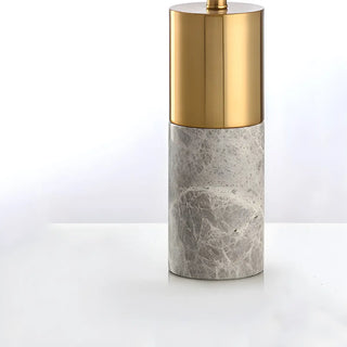 Modern White Cylinder Fabric Shade Stone Table Lamp Zawala Image - 12