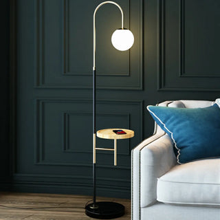 Modern Marble Side Table Arced Globe Floor Lamp Zawala Image - 12