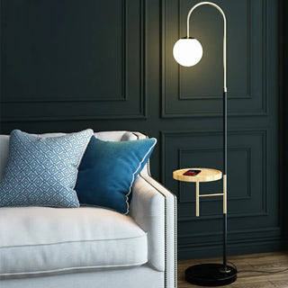 Modern Marble Side Table Arced Globe Floor Lamp Zawala Image - 2