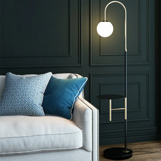Modern Marble Side Table Arced Globe Floor Lamp Zawala Image - 3