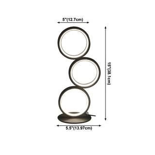 Modern Chic Triple Circle LED Metal Frame Table Lamp Zawala #size
