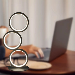 Modern Chic Triple Circle LED Metal Frame Table Lamp Zawala Image - 5