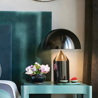 Modern Black Dome Geometric Metal Bedroom Table Lamp Zawala Image - 3