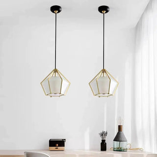 ZOWALA - Modern Geometric Green Glass Dining Room Pendant Lights Set Image - 1