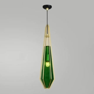 ZOWALA - Modern Geometric Green Glass Dining Room Pendant Lights Set Image - 12