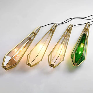 ZOWALA - Modern Geometric Green Glass Dining Room Pendant Lights Set Image - 13