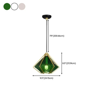 ZOWALA - Modern Geometric Green Glass Dining Room Pendant Lights Set #size