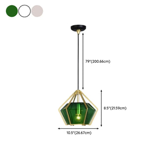 ZOWALA - Modern Geometric Green Glass Dining Room Pendant Lights Set Image - 24