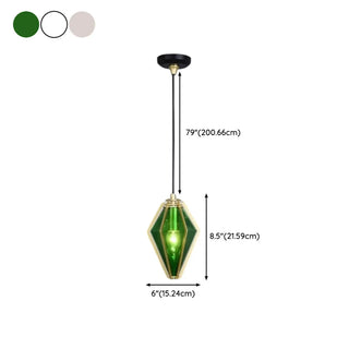 ZOWALA - Modern Geometric Green Glass Dining Room Pendant Lights Set Image - 25