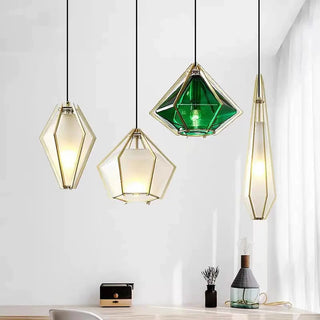 ZOWALA - Modern Geometric Green Glass Dining Room Pendant Lights Set Image - 3