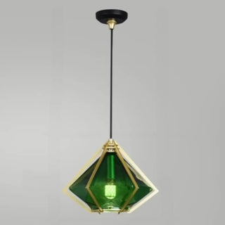 ZOWALA - Modern Geometric Green Glass Dining Room Pendant Lights Set Image - 4