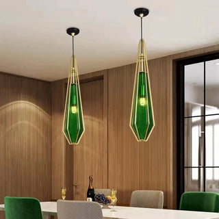 ZOWALA - Modern Geometric Green Glass Dining Room Pendant Lights Set Image - 8