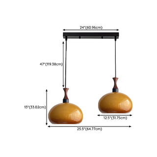 ZOWALA - Modern Caramel Glass Dome 2-Light Island Light #size