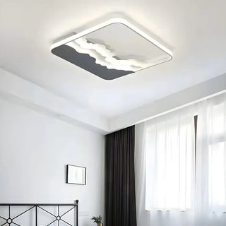 Modern Grey Square Mountain LED Flush Mount Light Zawala Image - 1