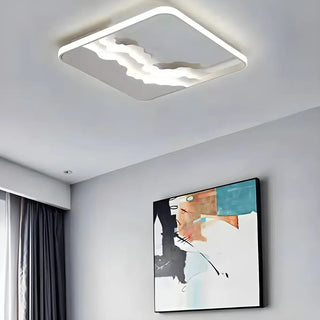 Modern Grey Square Mountain LED Flush Mount Light Zawala Image - 2