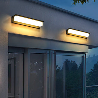Solar Black Rectangular LED Outdoor Wall Light  Zawala Image - 1