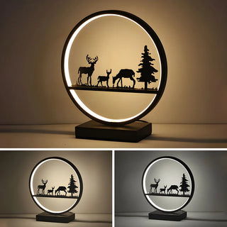 Stylish Couple Silhouette Black Circular Table Lamp Zawala Image - 12