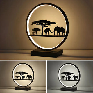 Stylish Couple Silhouette Black Circular Table Lamp Zawala Image - 13