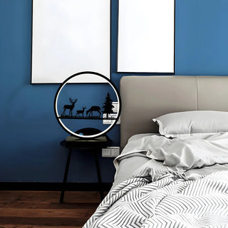 Stylish Couple Silhouette Black Circular Table Lamp Zawala Image - 2