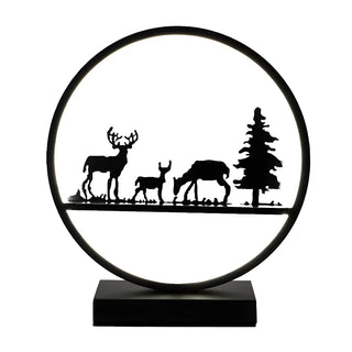 Stylish Couple Silhouette Black Circular Table Lamp Zawala Image - 20