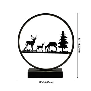 Stylish Couple Silhouette Black Circular Table Lamp Zawala #size