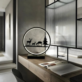Stylish Couple Silhouette Black Circular Table Lamp Zawala Image - 4