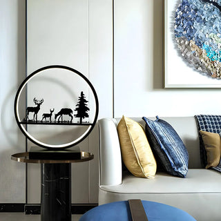 Stylish Couple Silhouette Black Circular Table Lamp Zawala Image - 5