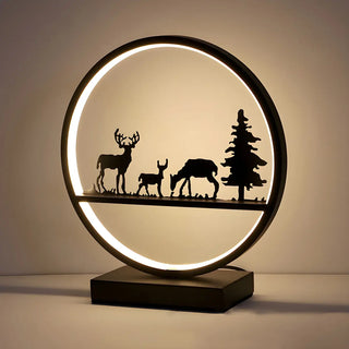 Stylish Couple Silhouette Black Circular Table Lamp Zawala Image - 6