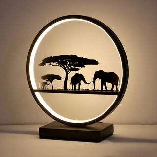 Stylish Couple Silhouette Black Circular Table Lamp Zawala Image - 7