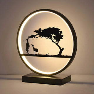 Stylish Couple Silhouette Black Circular Table Lamp Zawala Image - 8