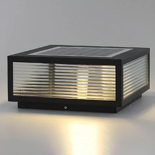 Modern Solar Square Metal Outdoor Post Light Black Zawala Image - 10