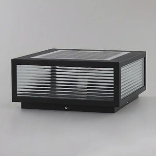 Modern Solar Square Metal Outdoor Post Light Black Zawala Image - 11