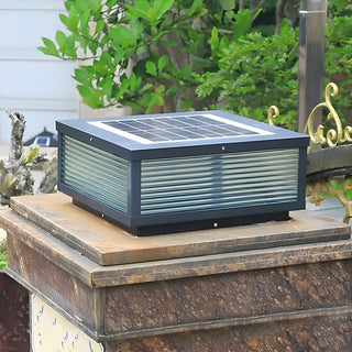 Modern Solar Square Metal Outdoor Post Light Black Zawala Image - 16