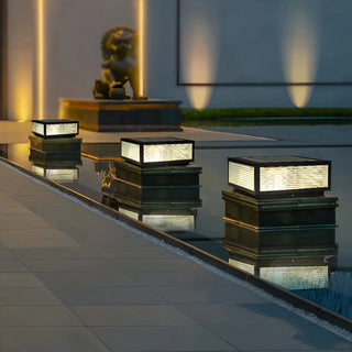Modern Solar Square Metal Outdoor Post Light Black Zawala Image - 4