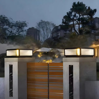 Modern Solar Square Metal Outdoor Post Light Black Zawala Image - 7