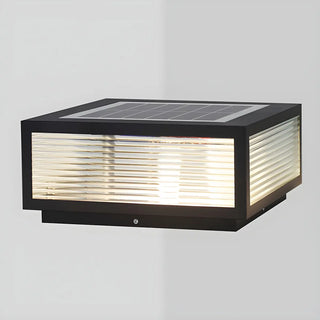 Modern Solar Square Metal Outdoor Post Light Black Zawala Image - 8