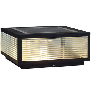 Modern Solar Square Metal Outdoor Post Light Black Zawala Image - 9