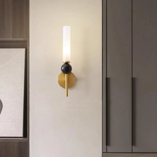 ZOWALA - Modern Metal Up Stone Cylinder Wall Light Image - 2
