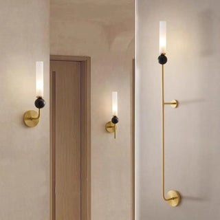 ZOWALA - Modern Metal Up Stone Cylinder Wall Light Image - 3
