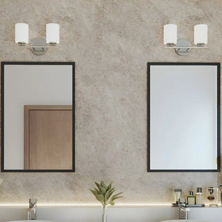 White Simple Cylinder Glass Chrome Vanity Light 3 Bulbs Zawala Image - 1