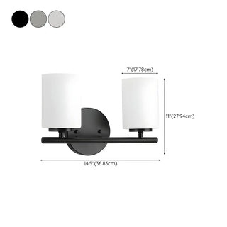 White Simple Cylinder Glass Chrome Vanity Light 3 Bulbs Zawala #size