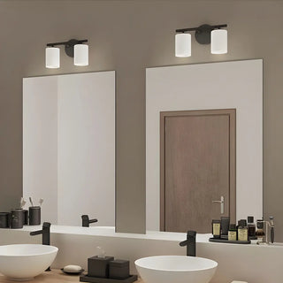 White Simple Cylinder Glass Chrome Vanity Light 3 Bulbs Zawala Image - 5