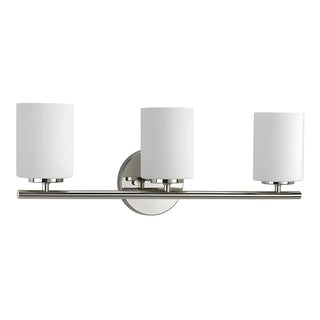 White Simple Cylinder Glass Chrome Vanity Light 3 Bulbs Zawala Image - 7