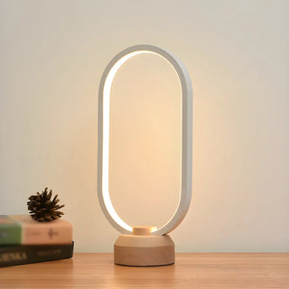 Bedroom Minimalist White Oval LED Decor Table Lamp Zawala Image - 1
